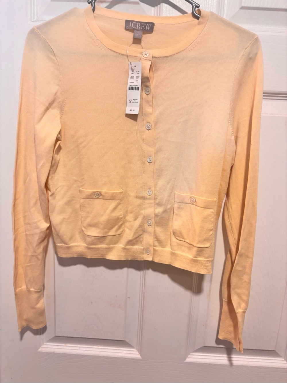 J. Crew Women's Butter Yellow Crewneck Button Cardigan